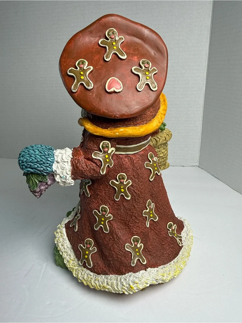 Holiday Santa Figurine with Gingerbread Accents - Red & Cream